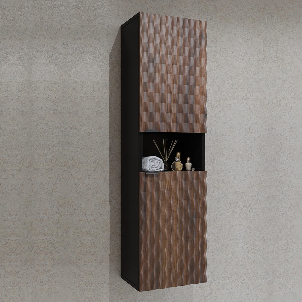 HÄNGESÄULE Nevia Holz und Schwarz - Schwarz, Holzwerkstoff (33/133/35cm) - Petits-meubles