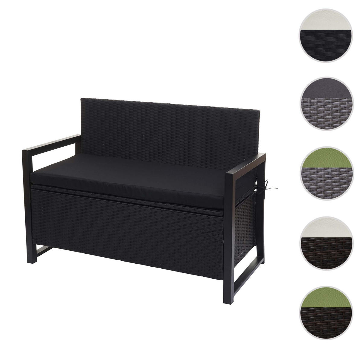 POLY-RATTAN 2ER SITZBANK Anthrazit, Schwarz - Anthrazit/Schwarz, Kunststoff (117/87/57cm) - MCW