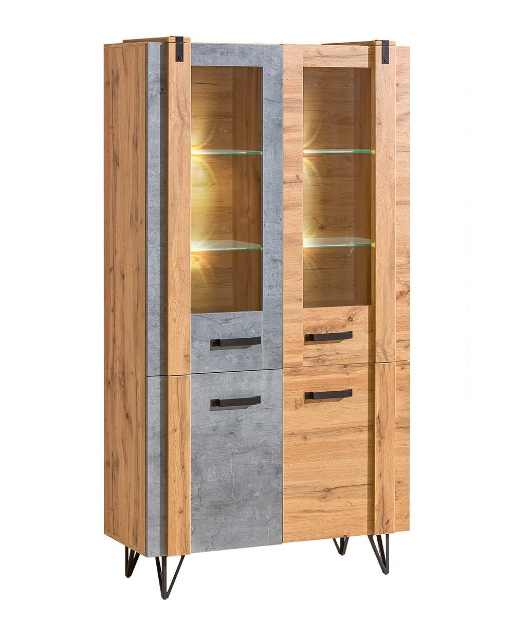 VITRINE BRANDO 187,1/90,1 cm in Eiche Wotan - Braun, Holzwerkstoff (90.1/187.1/41.3cm) - MASSENO