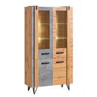 VITRINE BRANDO 187,1/90,1 cm in Eiche Wotan - Braun, Holzwerkstoff (90.1/187.1/41.3cm) - MASSENO