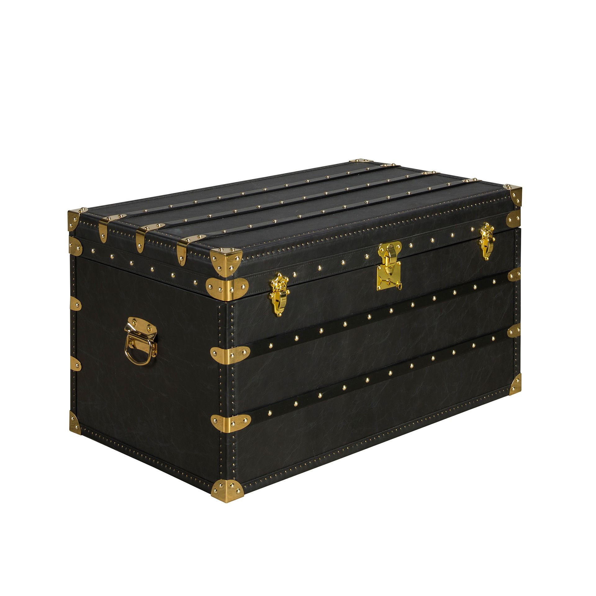 COUCHTISCH Rechteckig Schwarz Gold 93/54/50 cm - Schwarz, Leder (54/93/50cm) - ANGEL CERDA