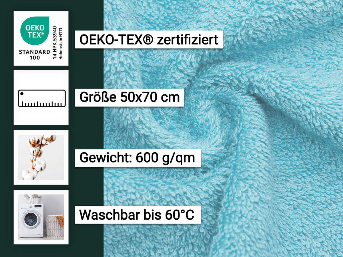 BADEMATTE, 2er-Set, 50x70 cm, 100% Baumwolle - Blau, Textil (50/70cm) - Zollner