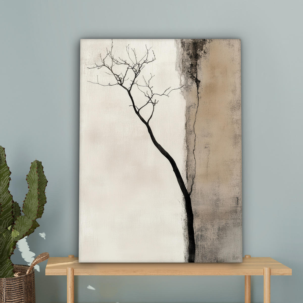 LEINWANDBILD Wabi sabi - Pflanze - Beige 60x80 cm - Taupe, Textil (60/80cm) - MuchoWow