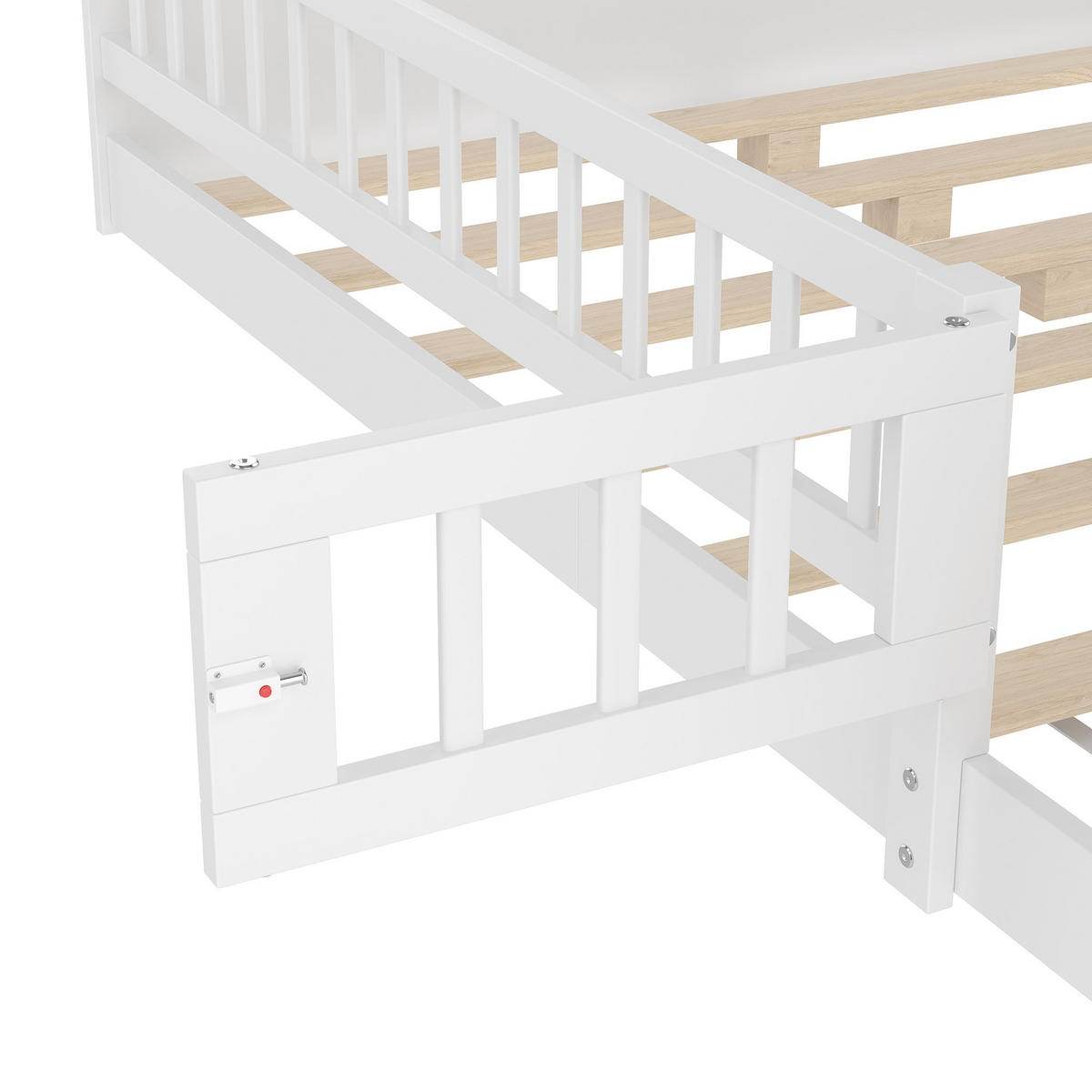 KINDERBETT 140 x 190cm, Kiefernholz, zu öffnendes Gehäuse, ohne Matratze, weiß - Weiß, Holz (140/190cm) - KOMHTOM