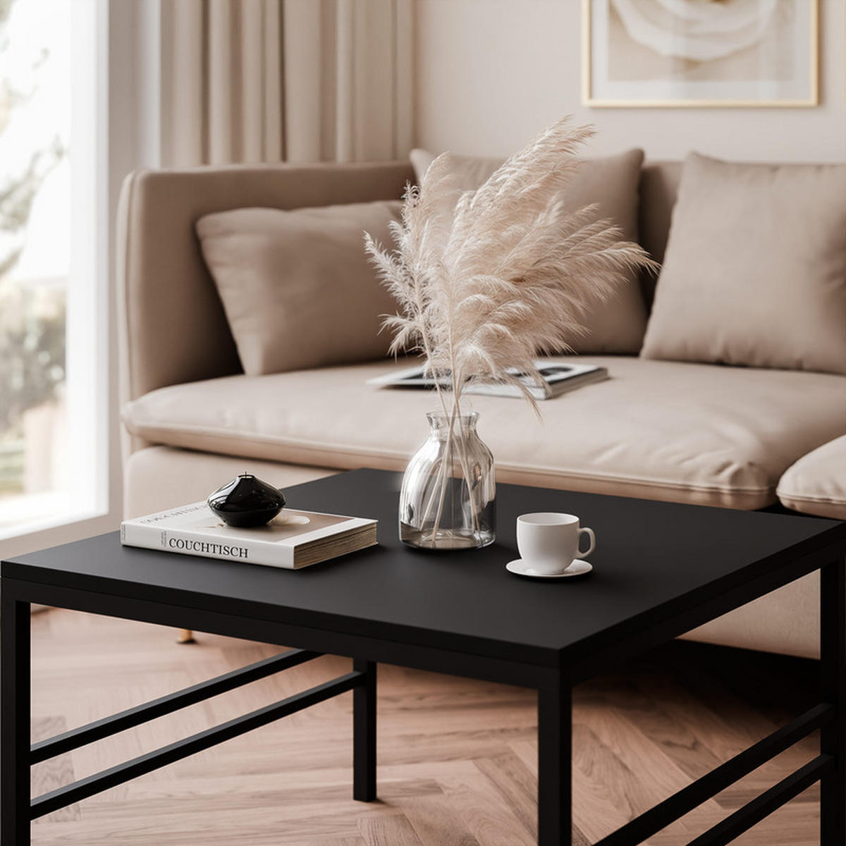 COUCHTISCH FORMA 60/60 cm Quadrat, Schwarz matt - Schwarz, Metall (60/60/46cm) - Idohome