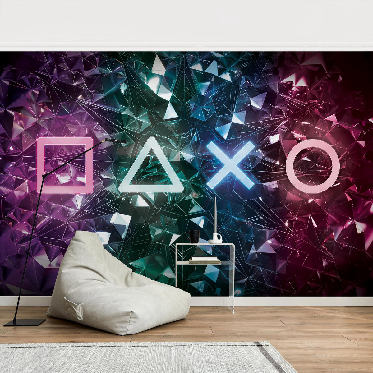 FOTOTAPETE Controller Symbole in Kristallen 336/225 cm - Multicolor, Papier (336/225cm) - Bilderwelten