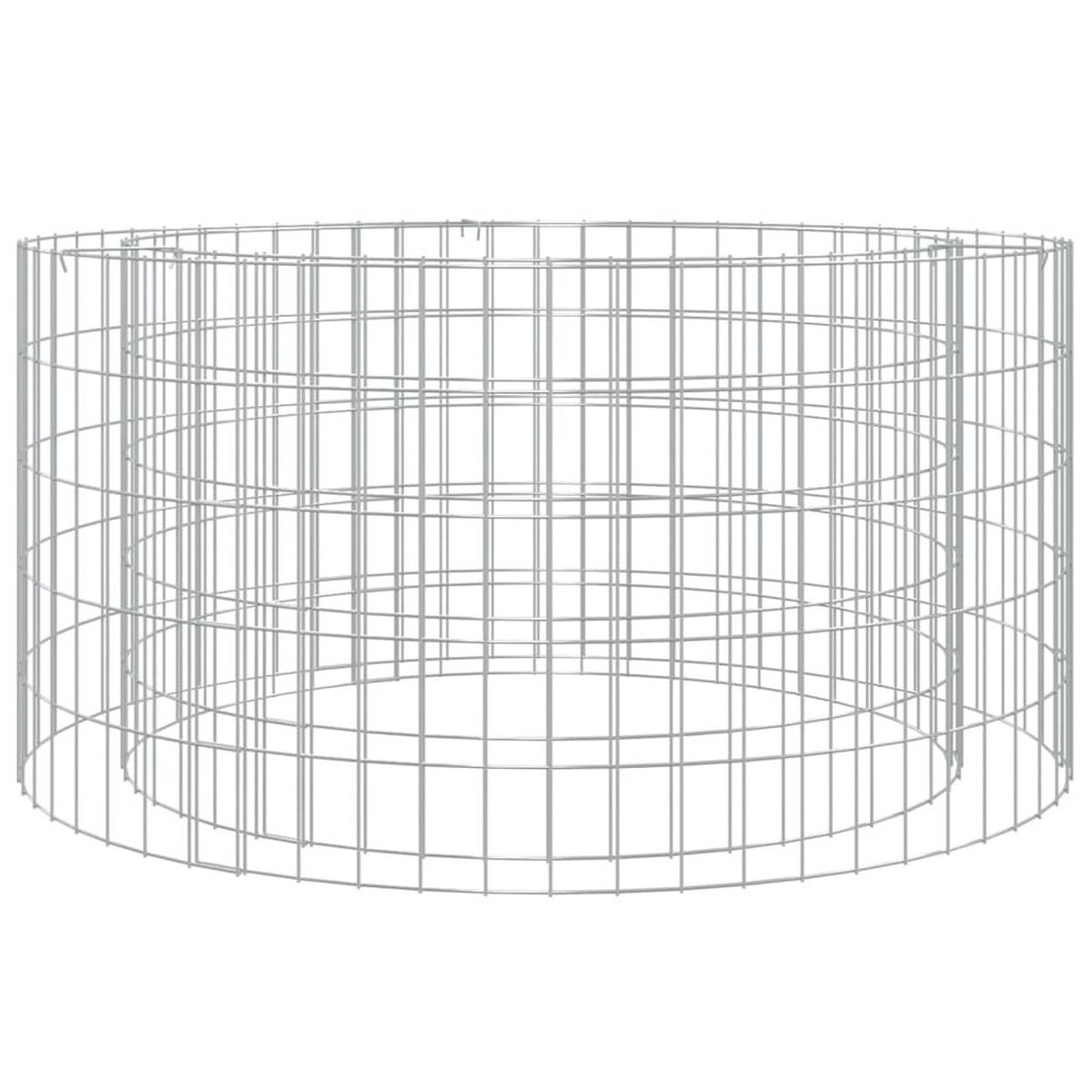 GABIONEN-FEUERSTELLE Ø 100 Cm Verzinktes Eisen - Silberfarben, Metall (100/50/100cm) - vidaXL