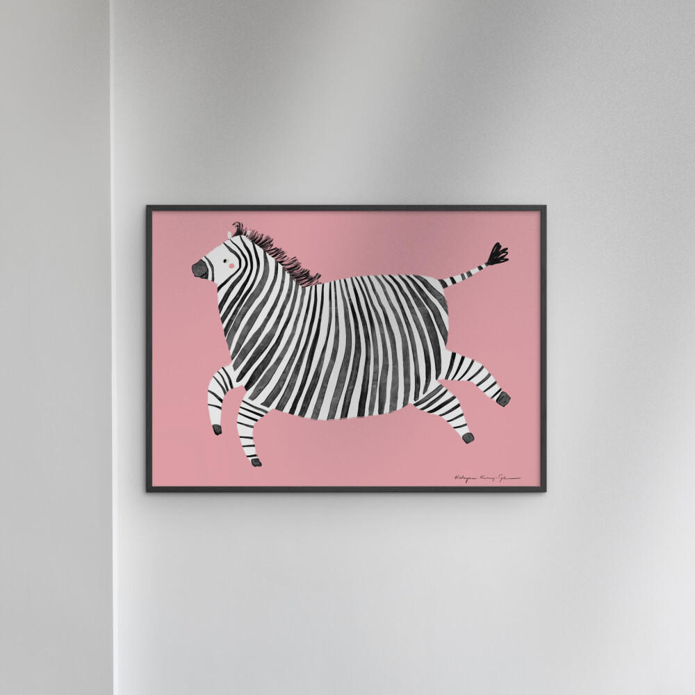 POSTER mit Rahmen Wild Apple - Zebra - Pink/Schwarz, Holz/Papier (50/70cm) - Poster&Frame