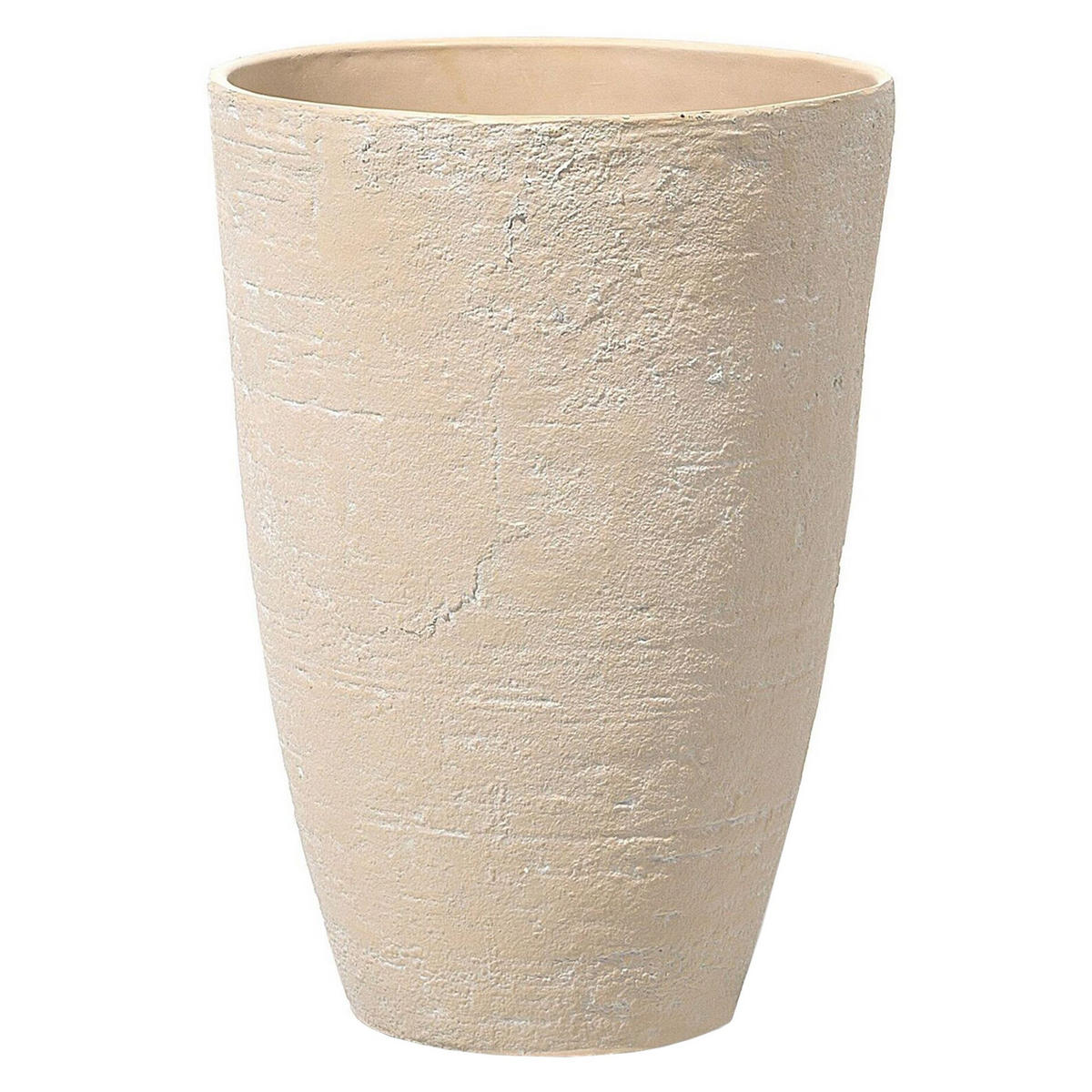 BLUMENTOPF sandbeige rund 43/43/60 cm Camia - Beige, Stein (60cm) - Beliani