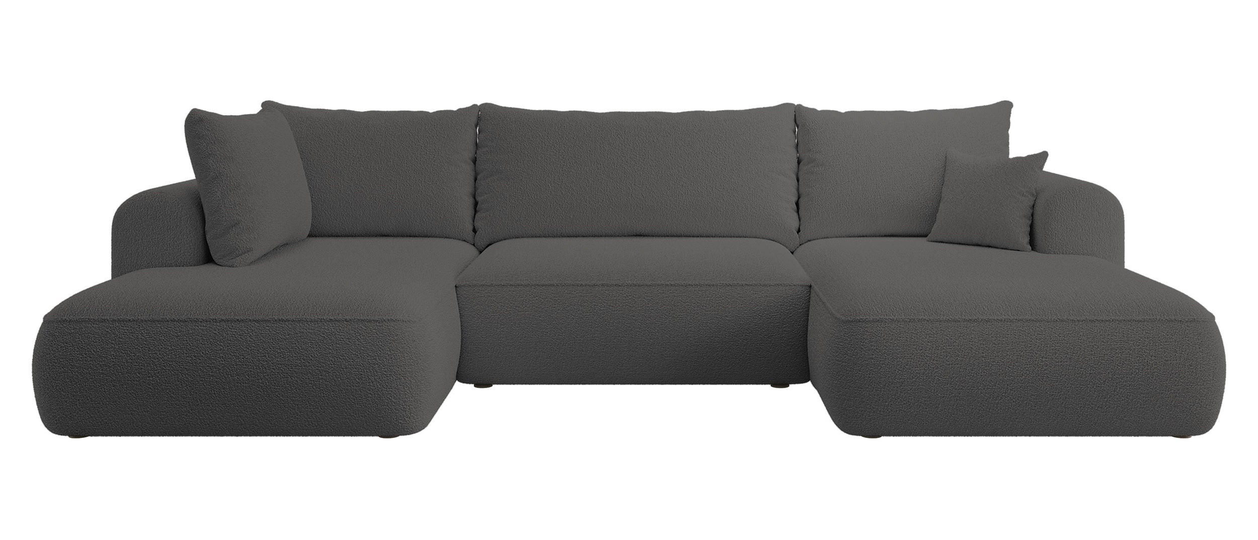 WOHNLANDSCHAFT Ovo Dunkelgrau Boucle - Dunkelgrau/Schwarz, Textil (375/95/185cm) - Selsey