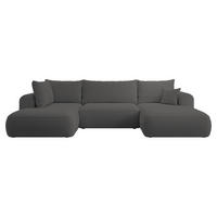 WOHNLANDSCHAFT Ovo Dunkelgrau Boucle - Dunkelgrau/Schwarz, Textil (375/95/185cm) - Selsey