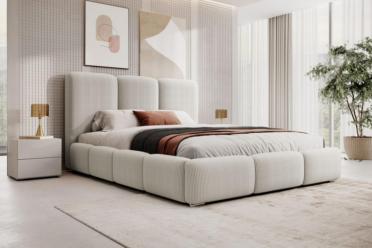 POLSTERBETT Bauro Greige mit Cordbezug 140x200 cm - Taupe/Silberfarben, Textil (140/200cm) - Selsey