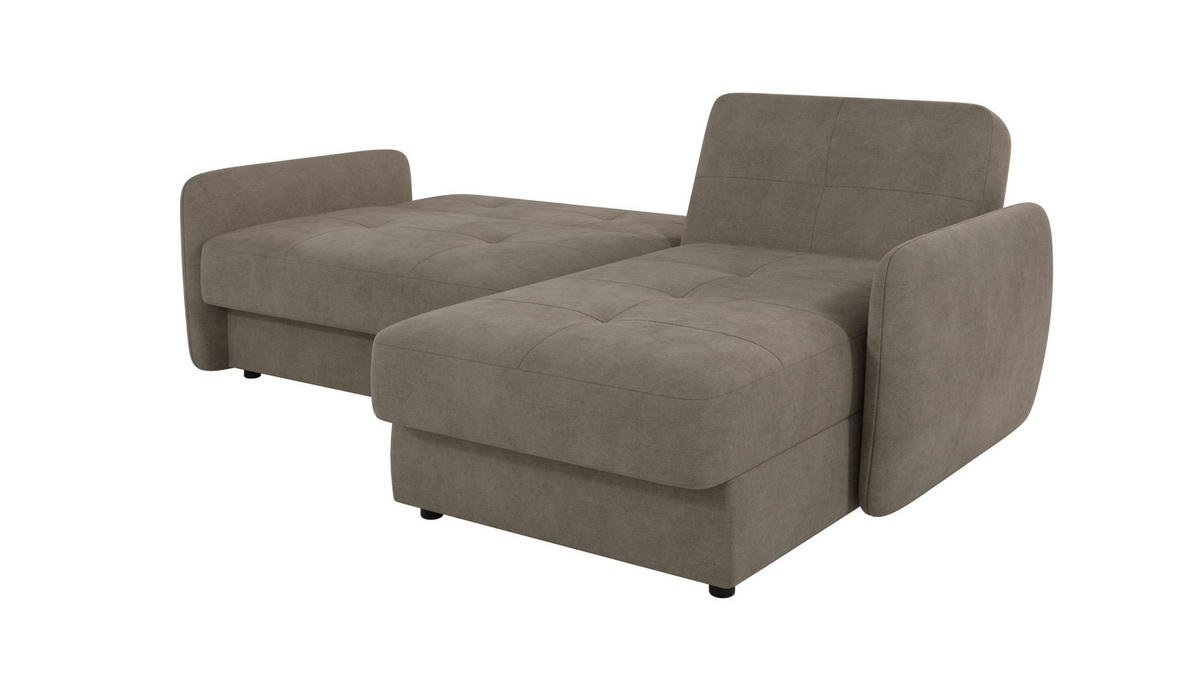ECKSOFA Lupo Dunkelbeige Mikrofaser - Beige/Schwarz, Holz/Kunststoff (232/147cm) - S-Style Möbel