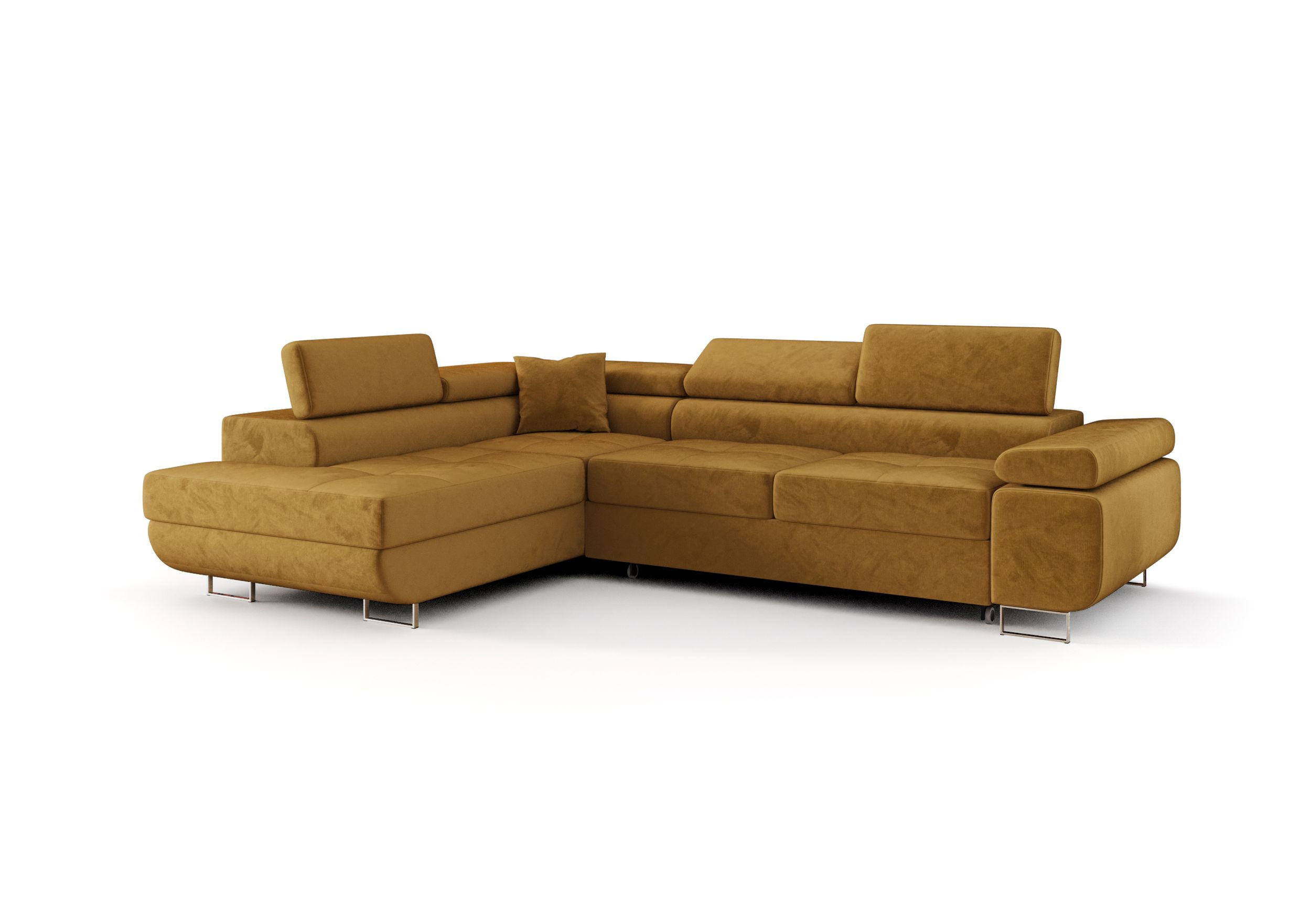 ECKSOFA EMILY mit Schlaffunktion Monolith 48 Links - Currygelb, Textil (275/200cm) - Bedante
