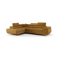 ECKSOFA EMILY mit Schlaffunktion Monolith 48 Links - Currygelb, Textil (275/200cm) - Bedante