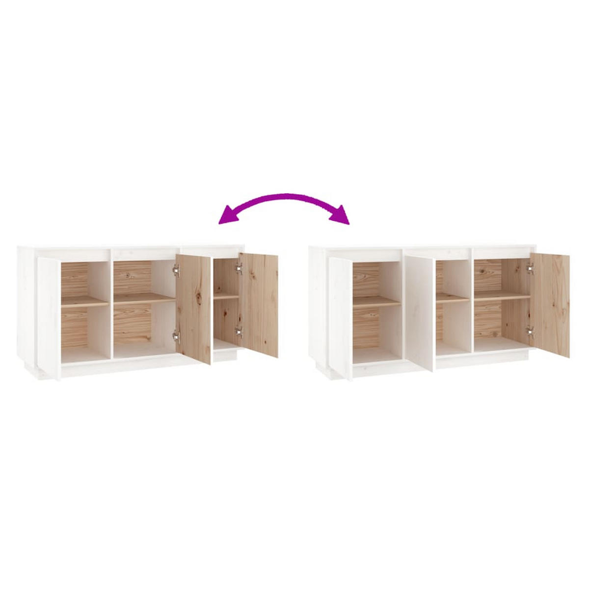 SIDEBOARD Weiss 111/34/60 Cm Massivholz Kiefer - Weiß, Holz (34/60/111cm) - vidaXL