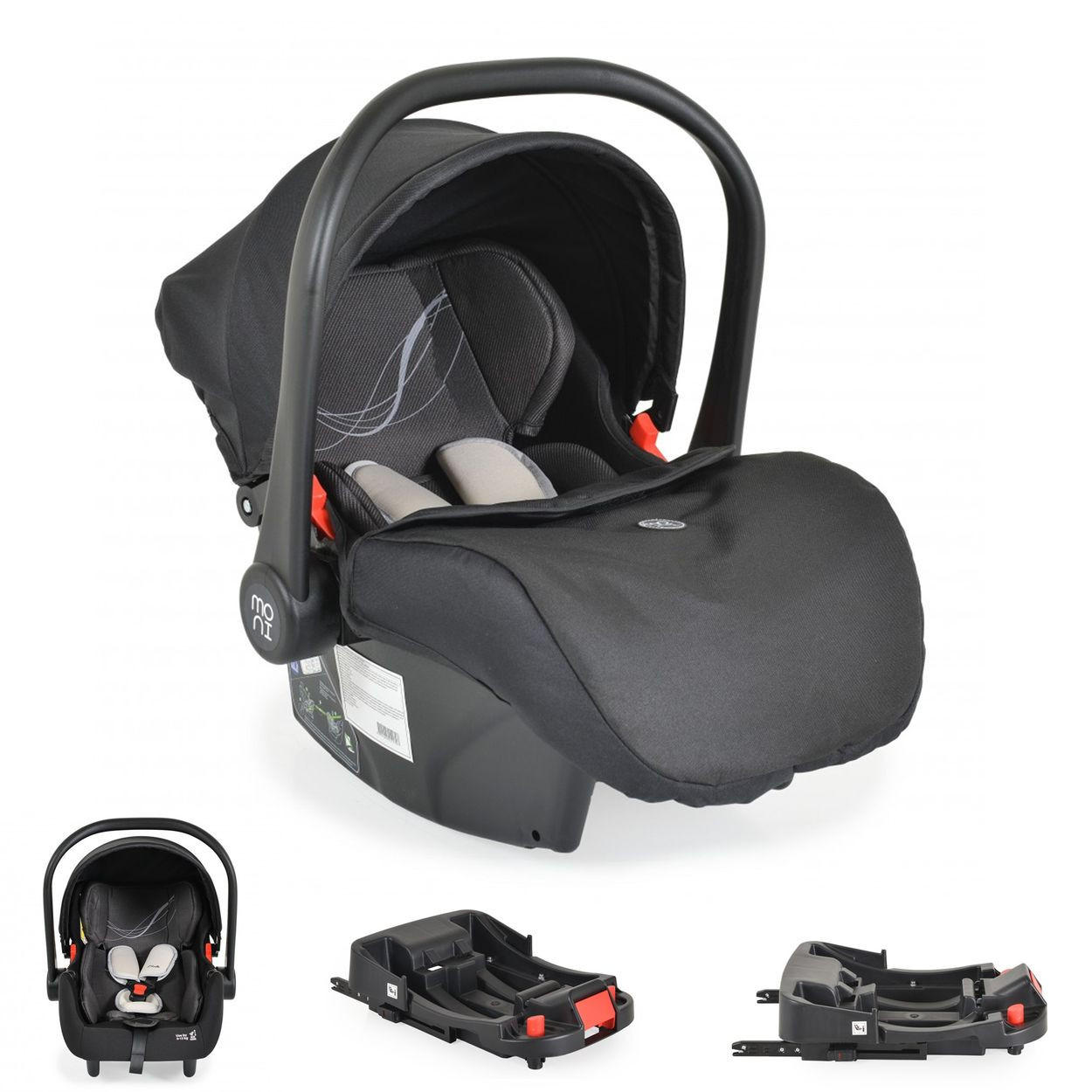 BABYSCHALE Set schwarz mit Isofixbasis Royal, i-Size (40 - 87cm) Gruppe 0+ - Schwarz, Kunststoff (33/73/42cm) - Moni