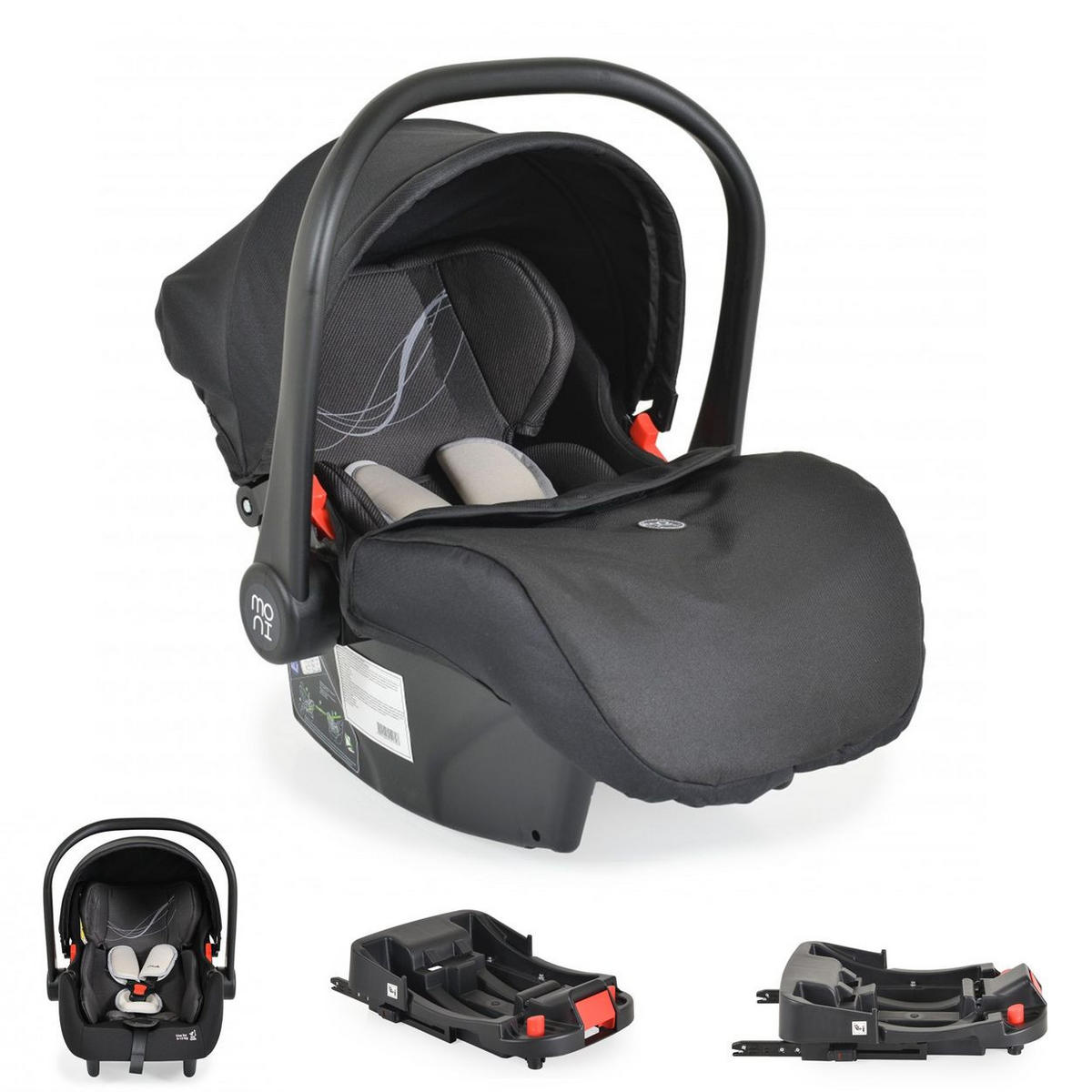BABYSCHALE Set schwarz mit Isofixbasis Royal, i-Size (40 - 87cm) Gruppe 0+ - Schwarz, Kunststoff (33/73/42cm) - Moni