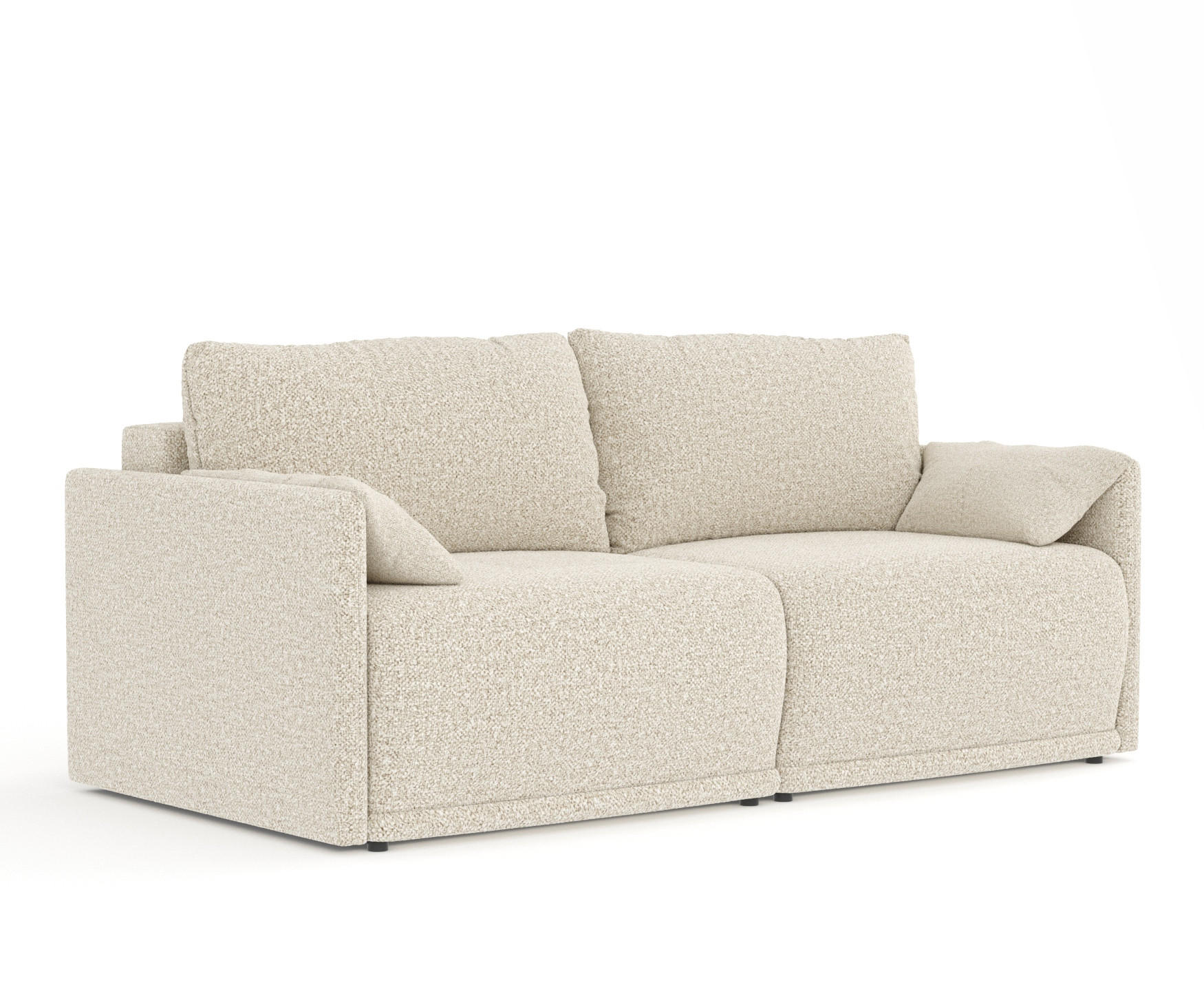 SCHLAFSOFA MIT ECKSOFA-FUNKTION Nappa Beige Plüschstoff - Beige/Schwarz, Holz/Holzwerkstoff (215/100/112cm) - Maison de Reve