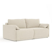 SCHLAFSOFA MIT ECKSOFA-FUNKTION Nappa Beige Plüschstoff - Beige/Schwarz, Holz/Holzwerkstoff (215/100/112cm) - Maison de Reve