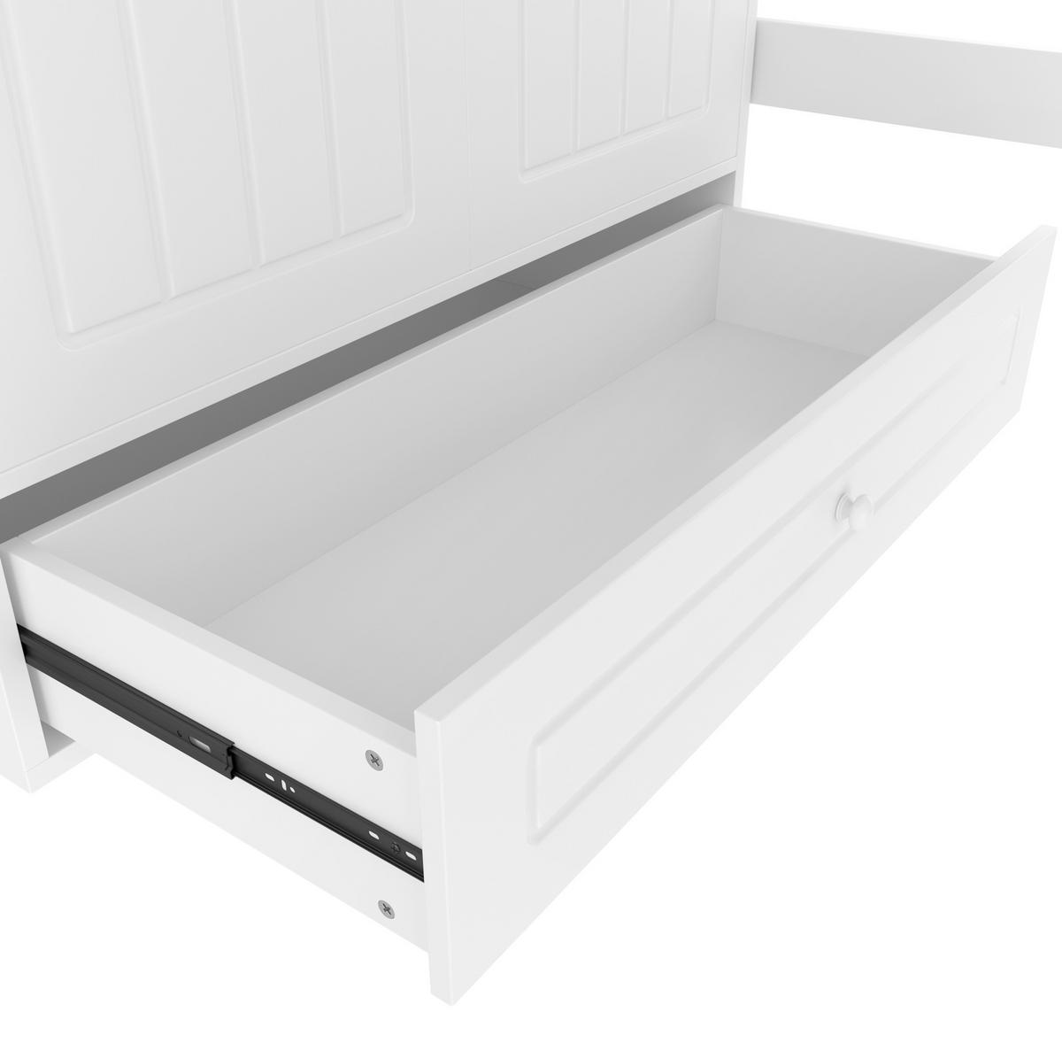 HOCHBETT 90/200 cm Weiß mit Kleiderschrank, Schublade und LED-Beleuchtung - Weiß, Holz (90/200cm) - Flora Grace