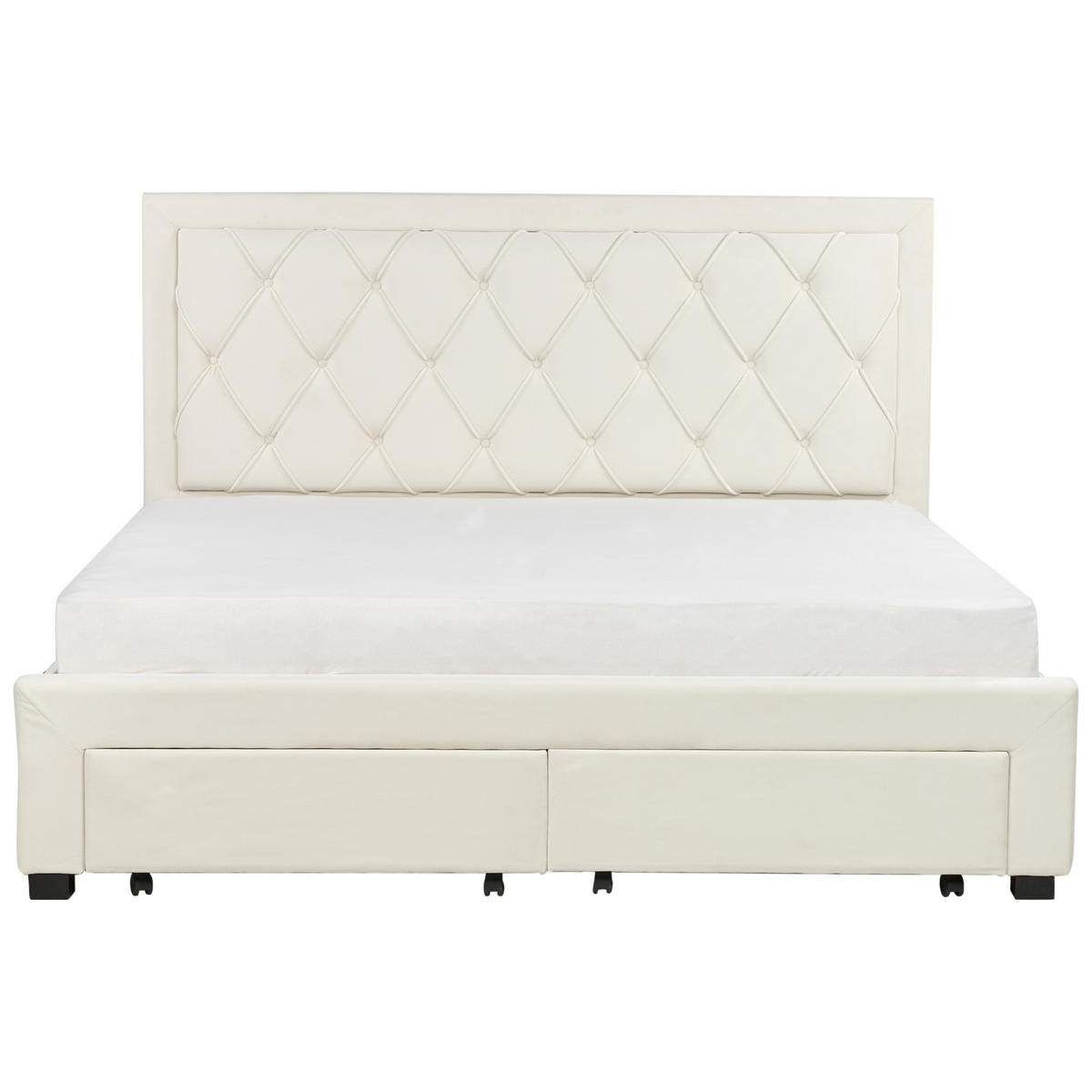 BETT mit Schaubladen 180x200 cm Beige Lievin - Creme, Textil (180/200cm) - Beliani