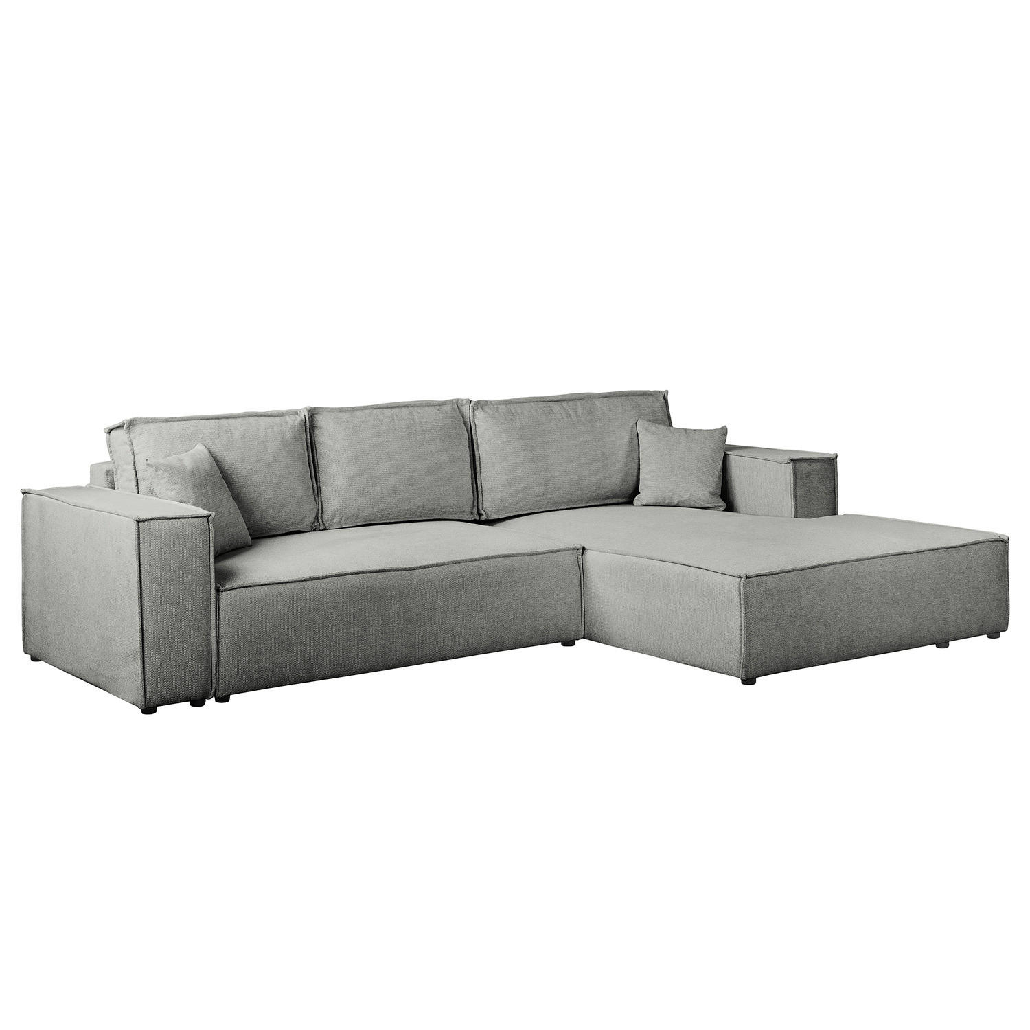 ECKSOFA mit Schlaffunktion - Longchair - Dunkelgrau/Schwarz, Kunststoff/Textil (294/185cm) - home24