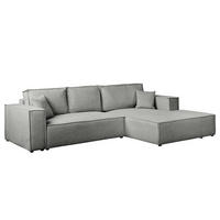 ECKSOFA mit Schlaffunktion - Longchair - Dunkelgrau/Schwarz, Kunststoff/Textil (294/185cm) - home24