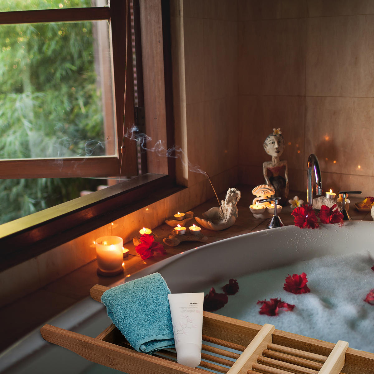 BADEWANNENABLAGE - Hellbraun, Holz (14/6.5/69cm) - Relaxdays