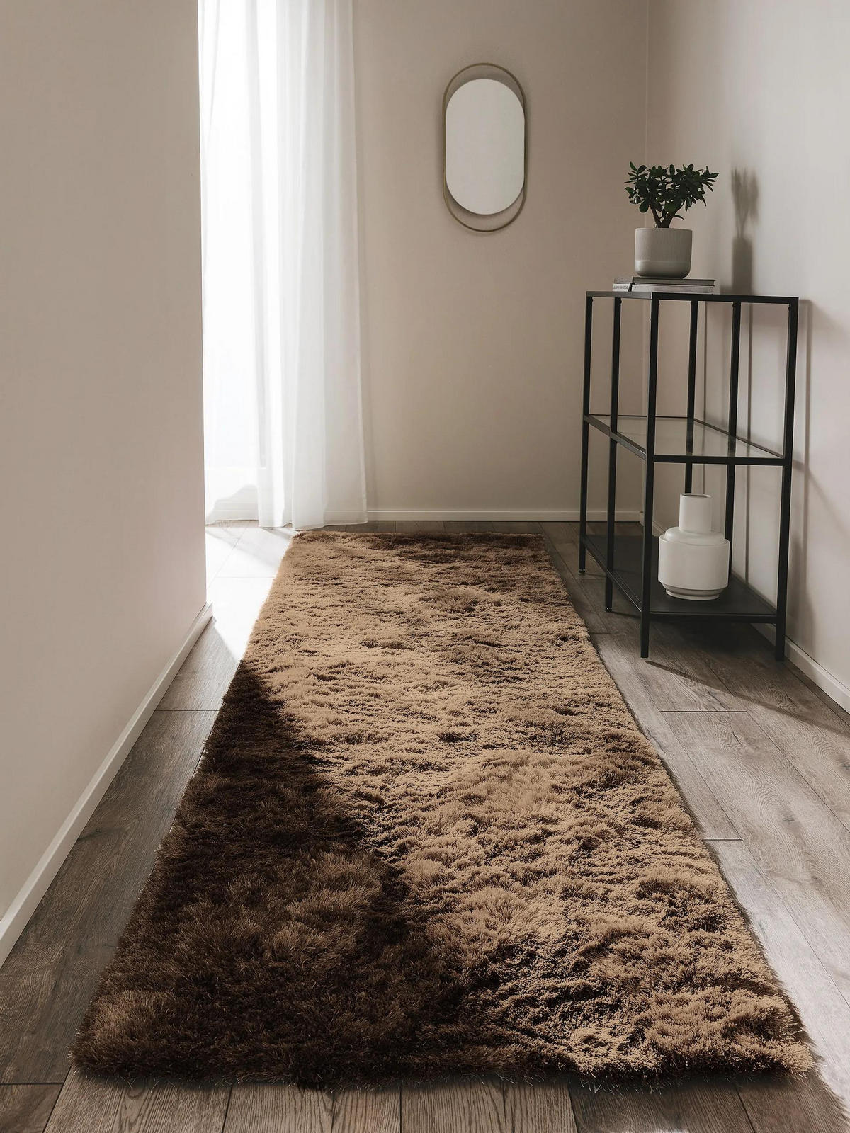 HOCHFLORTEPPICH Whisper Hellbraun 80x300 cm - Hellbraun, Textil (80/300cm) - benuta Nest
