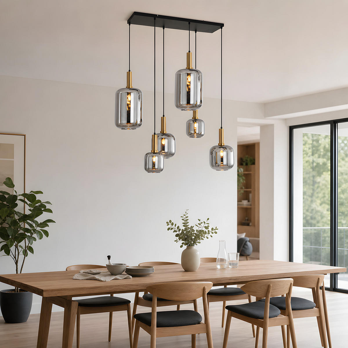 PENDELLEUCHTE Vespnal 96.6/22/150 cm - Schwarz, Glas/Metall (96.6/22/150cm) - ZMH