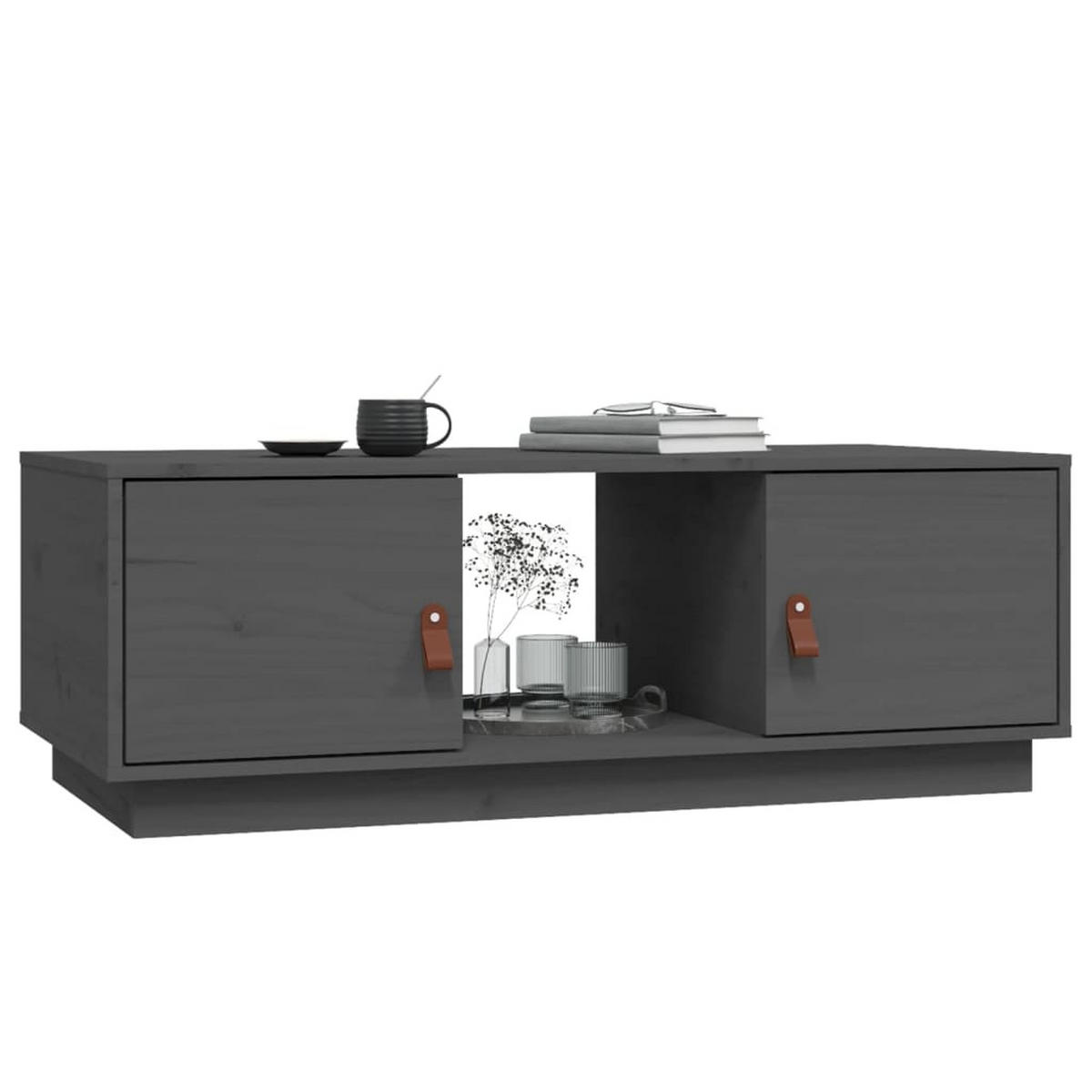 COUCHTISCH Grau 100x50x35 cm Massivholz Kiefer - Grau, Holz (100/50/35cm) - furnicato