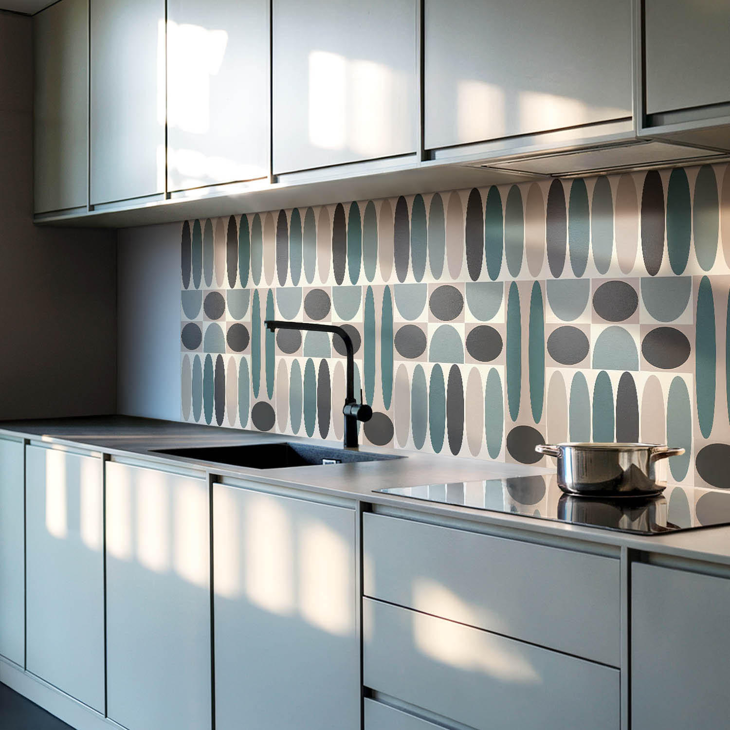 WANDPANEEL 120x60 cm selbstklebend Ovalis - Pastellblau, Kunststoff (60/1.6/120cm) - Wallfluent