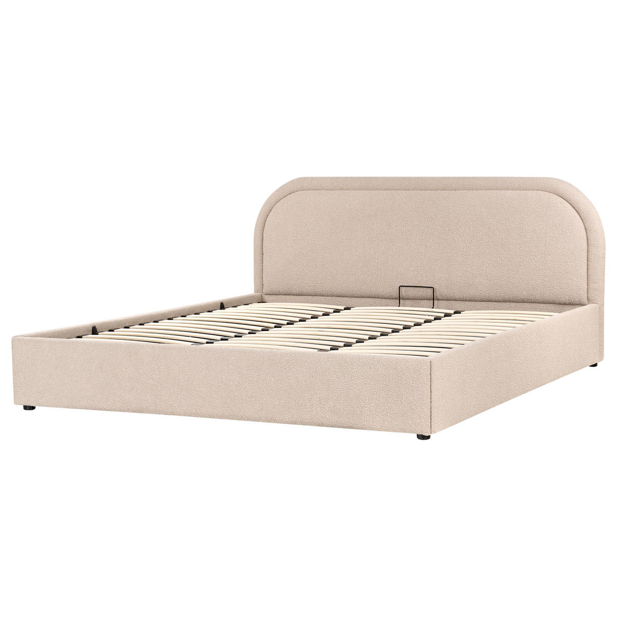 BETT mit Stauraum 180/200 cm Bouclé Beige Quillien - Beige, Textil (180/200cm) - Beliani