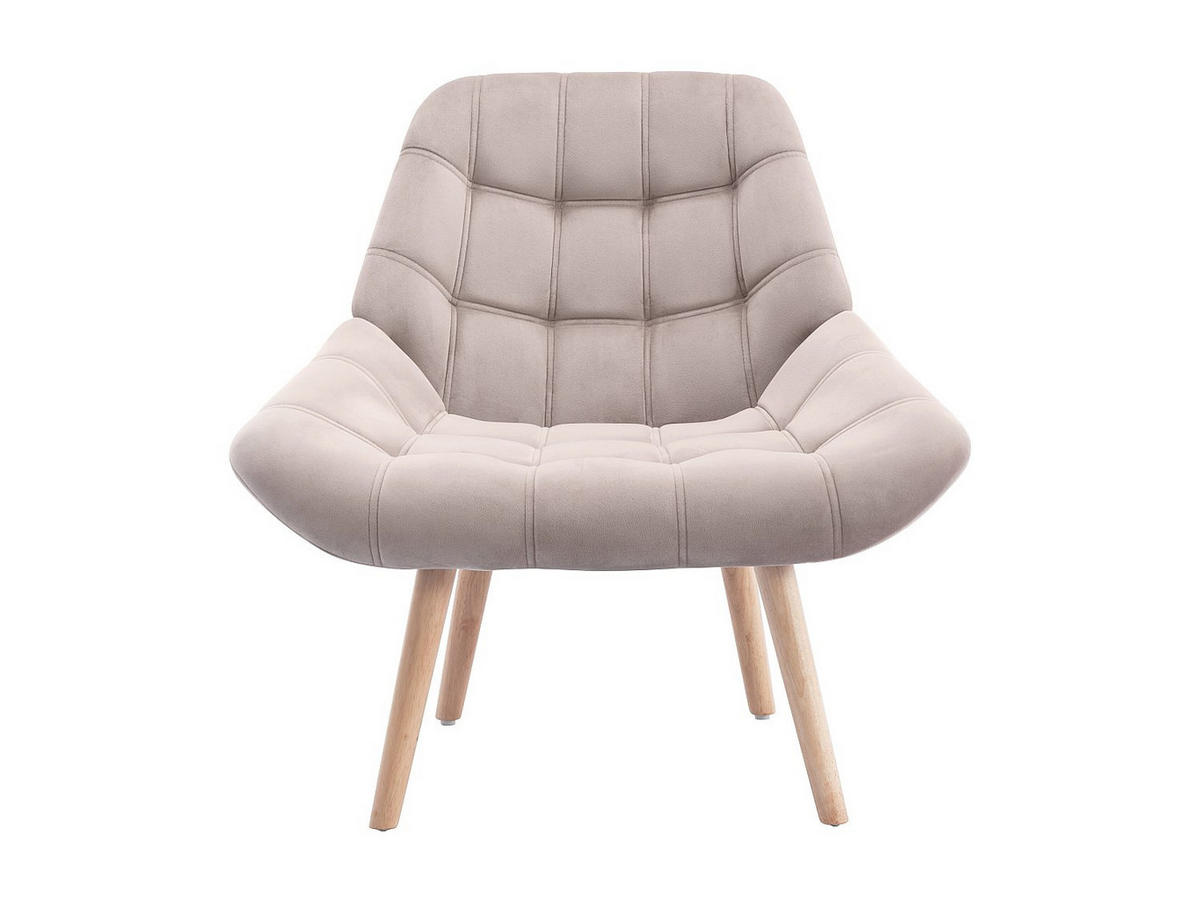 SESSEL - Samt - Beige - LUOSTO - Beige, Textil (87/83/79cm) - Vente-Unique