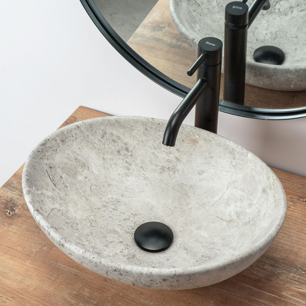 AUFSATZWASCHBECKEN SOFIA LIGHT STONE 41/34,5/15 cm - Grau, Keramik (41/15/34.5cm) - REA