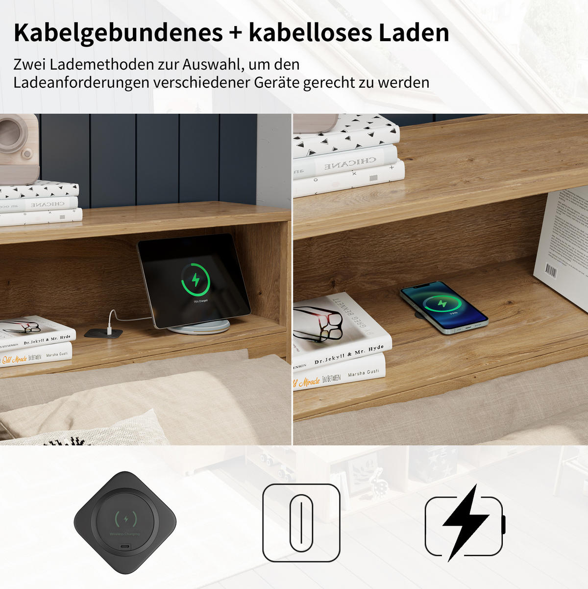 KINDERBETT 90/200 cm Natur aus Sperrholz mit Stauraum - Naturfarben, Holz (90/200cm) - OKMYHOME