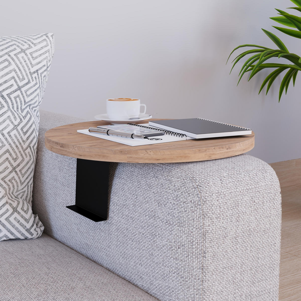 SOFATABLETT Kuleskyd - Braun, Holzwerkstoff/Metall (34/13.5/34cm) - [en.casa]