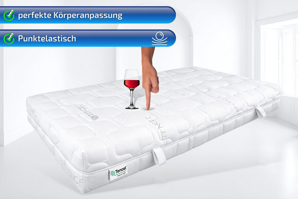 KALTSCHAUMMATRATZE TerraMed Visco 90 x 200 cm 22 cm Höhe H2 9 Zonen - Weiß, Textil (90/200cm) - Matratzen Perfekt