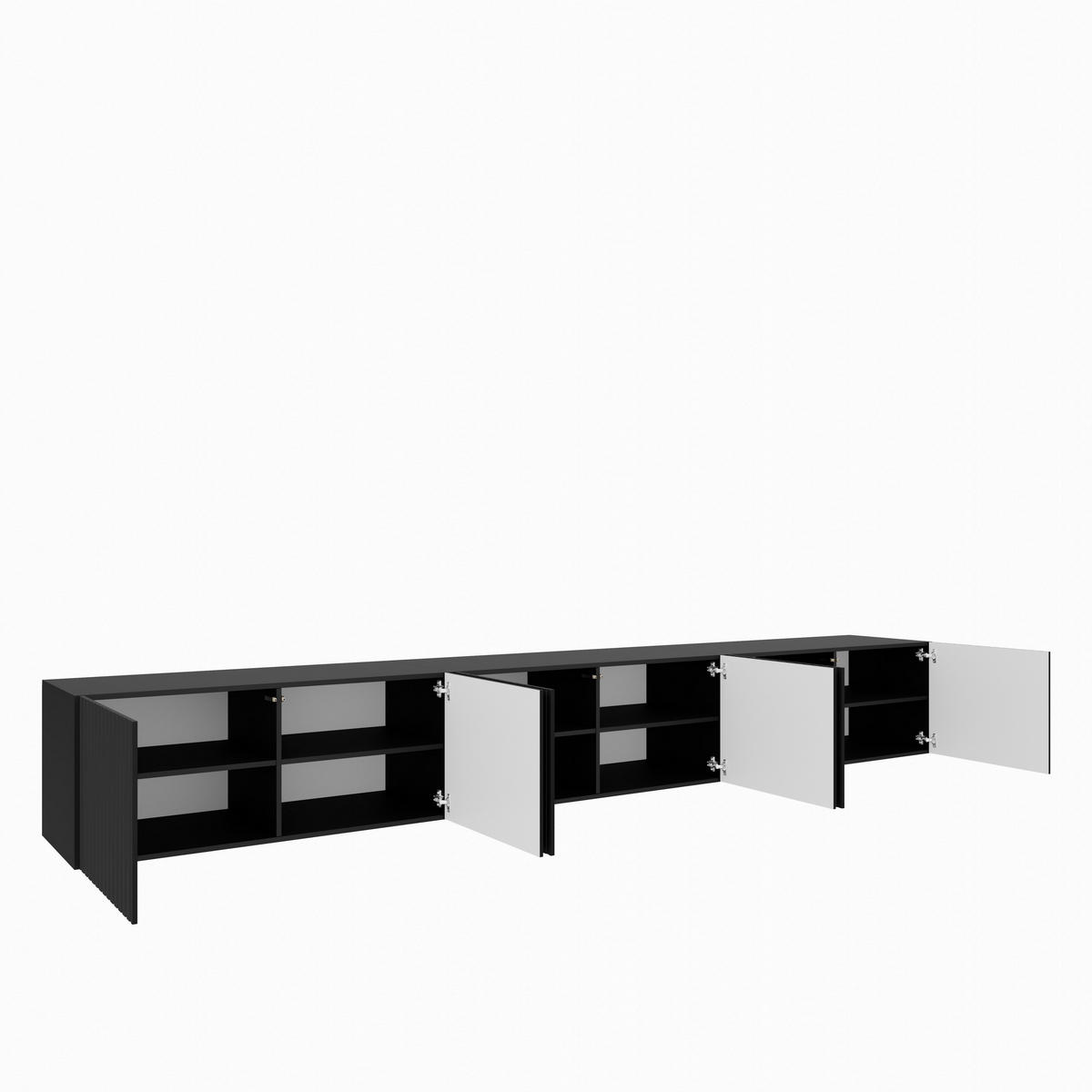 LOWBOARD LIVO 300/41/40 cm, Hängender TV-Schrank Schwarz - Schwarz, Holzwerkstoff (300/41/40cm) - MASSENO