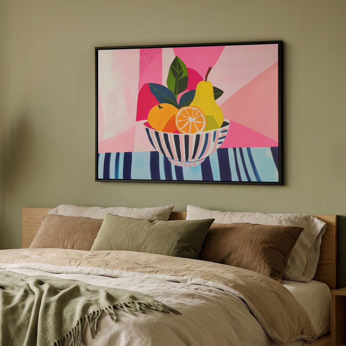 LEINWAND Bilder mit Rahmen - Obst - Abstrakter Hintergrund - Rosa - 100x70 - Pink, Textil (100/70cm) - MuchoWow