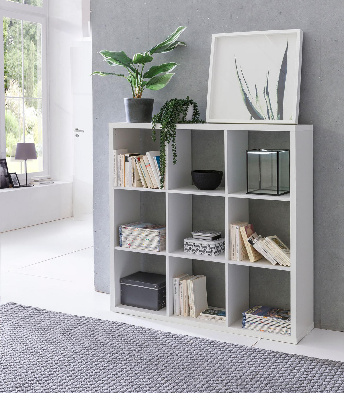 WÜRFELREGAL – Weiß, 112x112x29 cm, 9 Fächer, Raumtrenner - Weiß, Holz (112/112/29cm) - KADIMA DESIGN