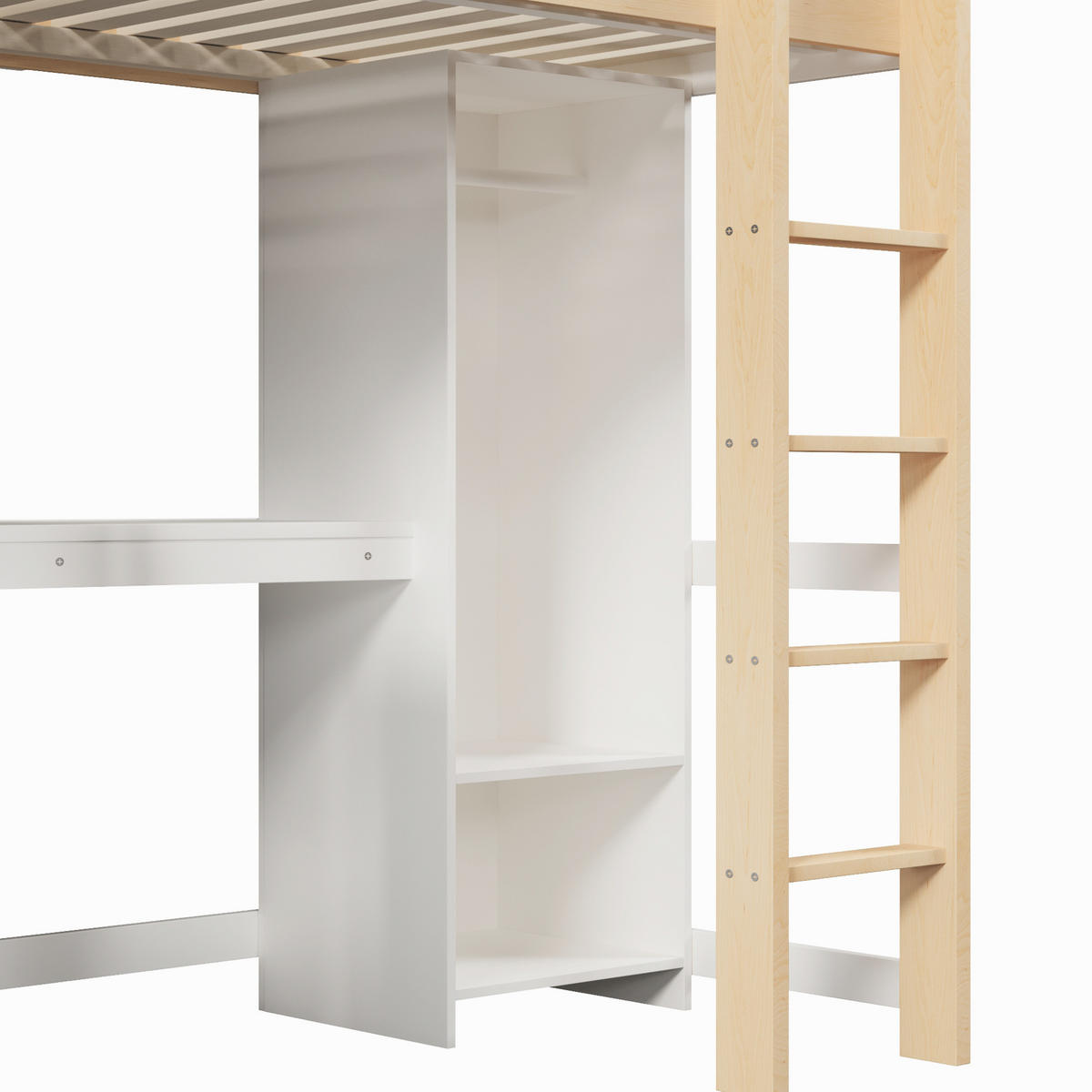 HOCHBETT 90/200 cm aus Kiefernholz mit Schreibtisch, Natur - Naturfarben, Holz (90/200cm) - OKMYHOME