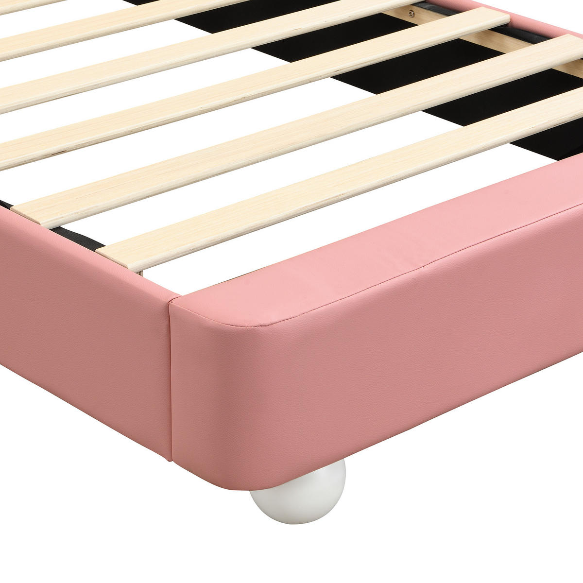 POLSTERBETT 90/200 cm in Rosa & Weiß mit LED und Hasen-Kopfteil - Rosa/Weiß, Holzwerkstoff/Textil (90/200cm) - STILVORA