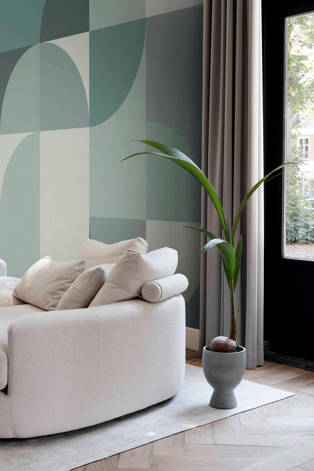 FOTOTAPETE Kreise im Bauhaus-Stil 250 x 279 cm - Blau, Papier (250/279cm) - Origin Wallcoverings