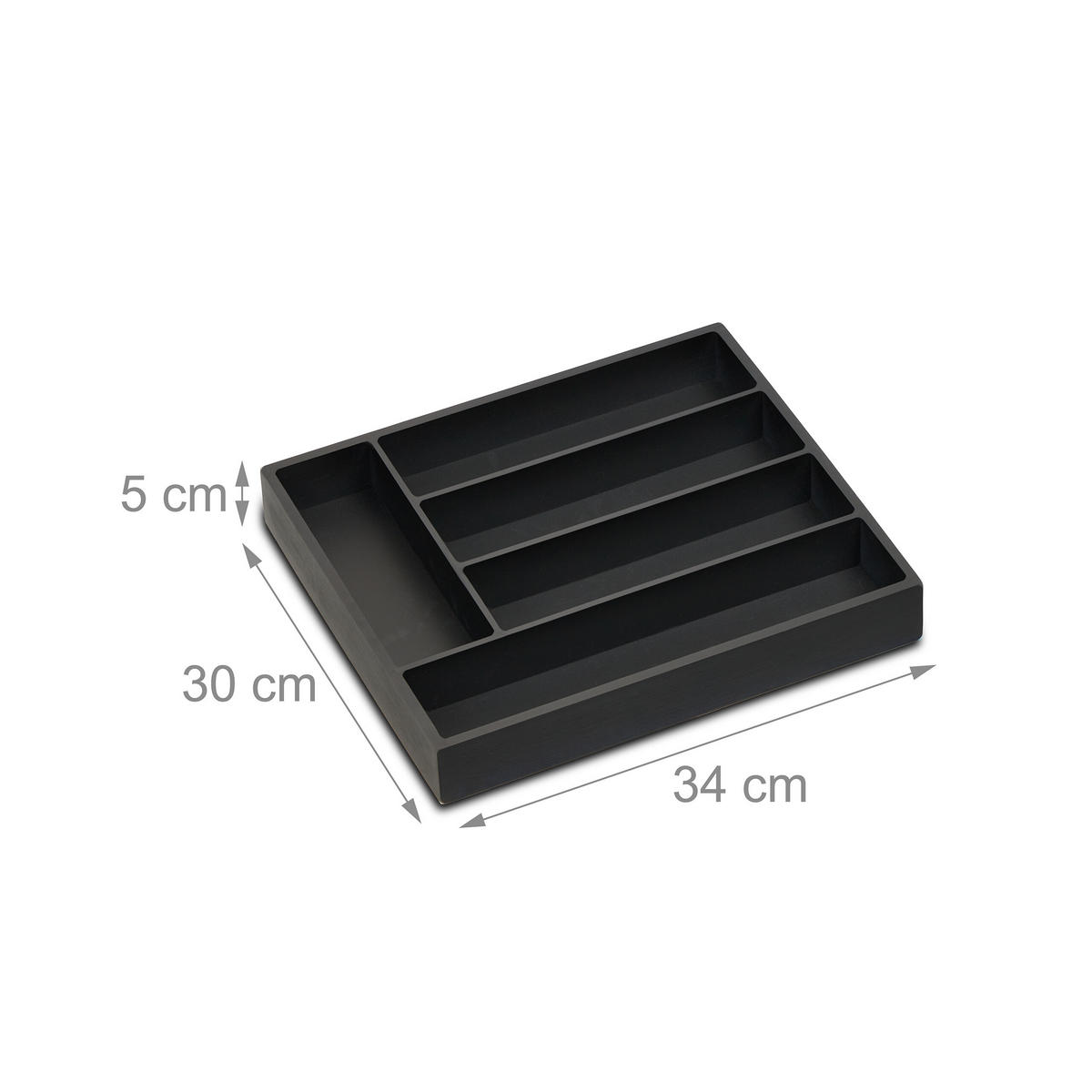 BESTECKKASTEN - Schwarz, Holz/Holzwerkstoff (34/5/30cm) - Relaxdays