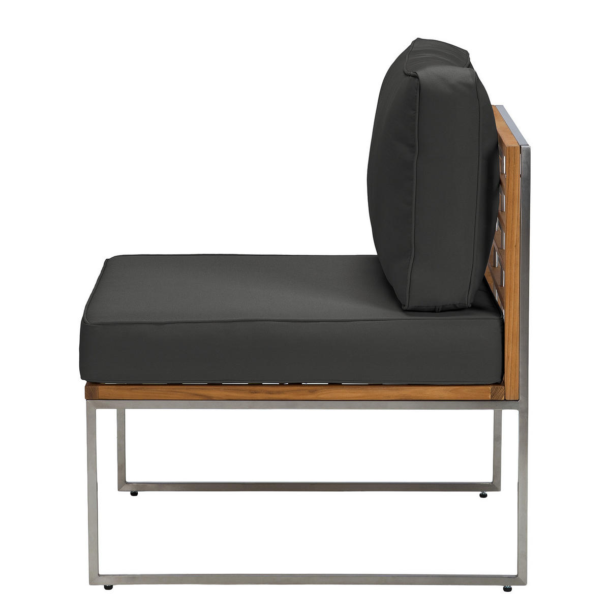 LOUNGESESSEL - Webstoff / Teak massiv - Anthrazit, Holz/Textil (70/74/70cm) - home24