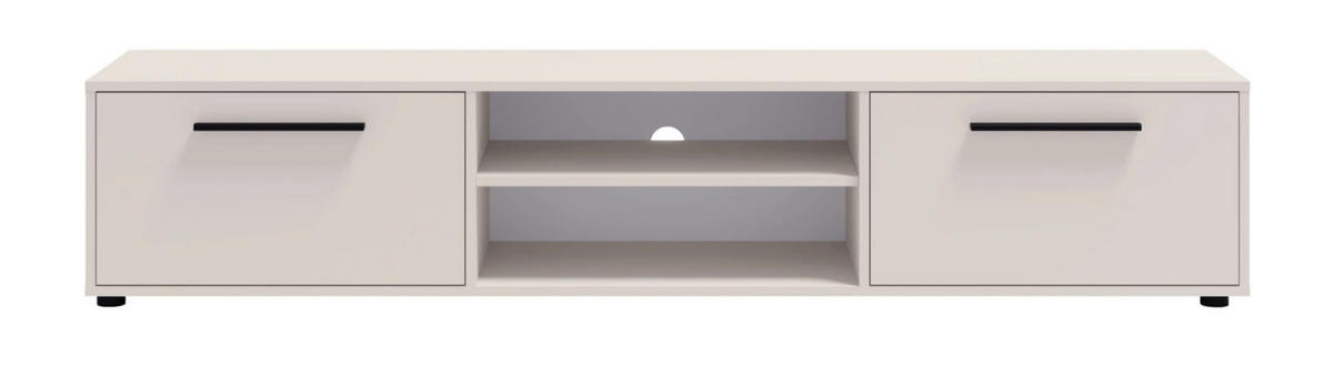 TV-SCHRANK Modena 190 cm mit Türen und Regalen in Kaschmirfarbe - Kaschmir/Schwarz, Holzwerkstoff/Kunststoff (190/38/40cm) - Ravio