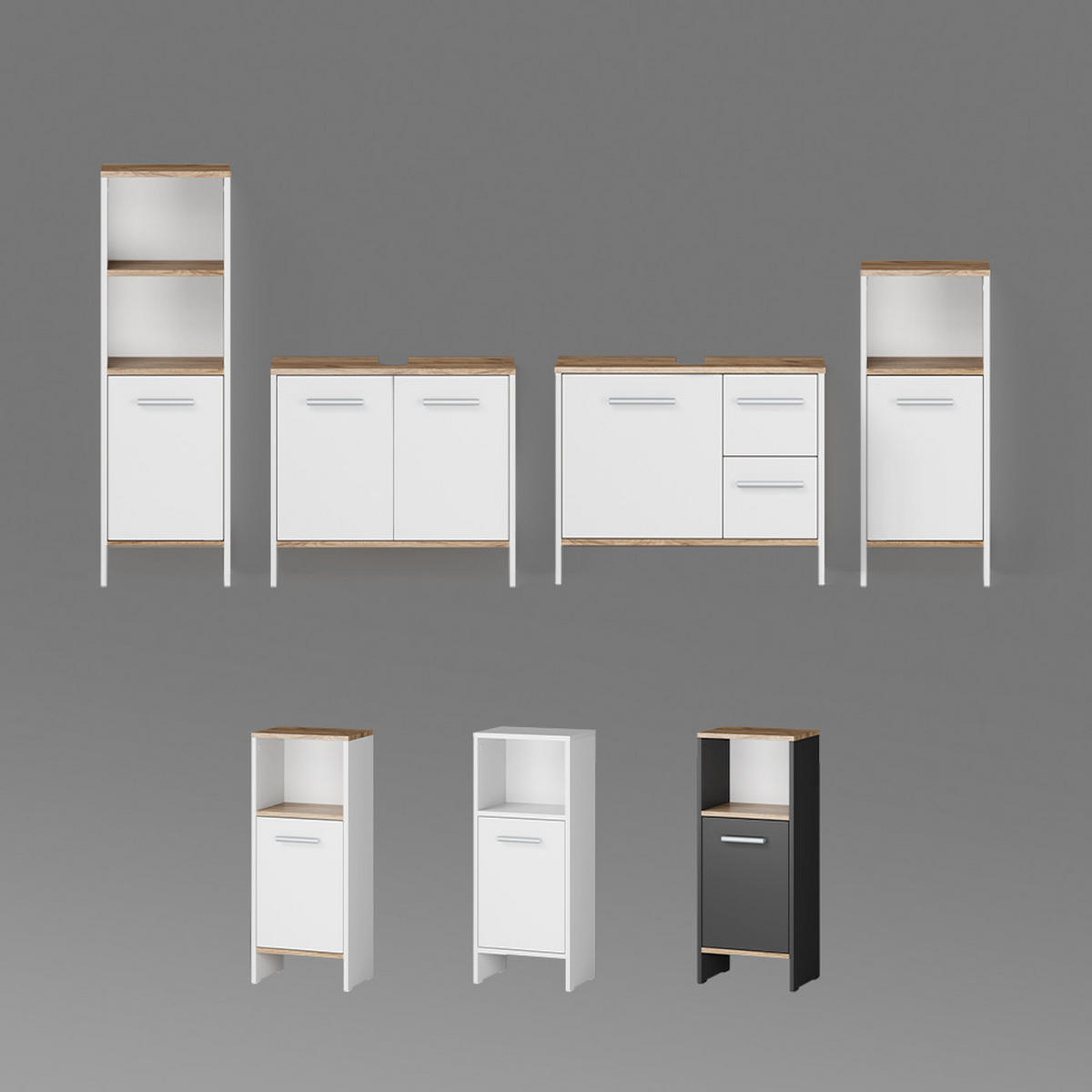 WASCHBECKENUNTERSCHRANK Amalfi Weiß/Goldkraft Eiche 70.2 x 57 cm mit 2 Schubladen und 1 Tür - Honigeiche/Weiß, Holzwerkstoff (70.2/57/27.9cm) - Livinity®