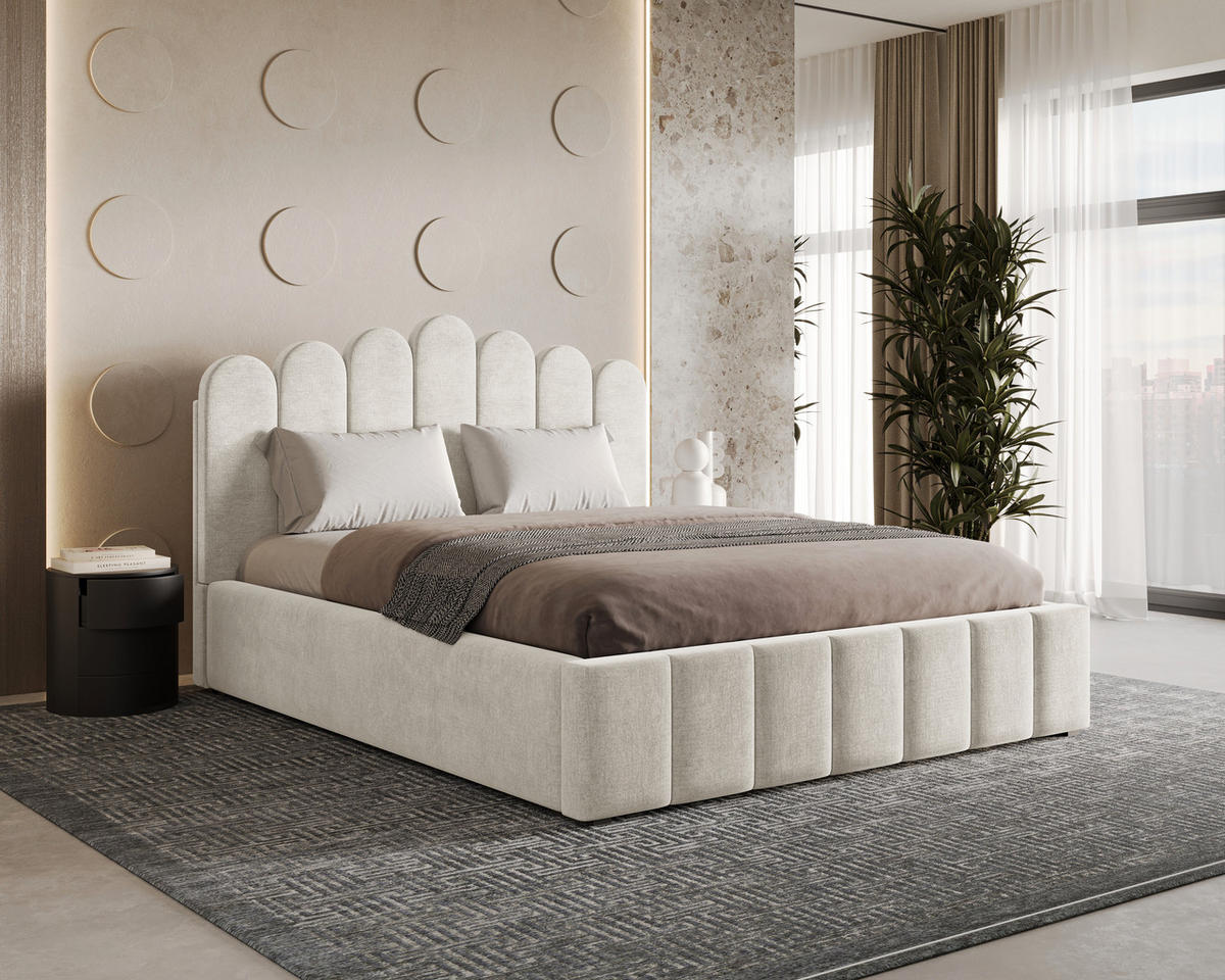 POLSTERBETT 03 140 x 200 cm – Tresor – Bett mit Gasdruckfedern und Stauraum - Beige, Holz (140/200cm) - ROYAL24_MARKT
